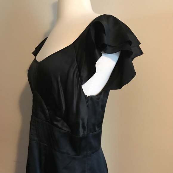 Black Silk Gianni Bini Dress with Flutter Sleeves - Picture 3 of 8